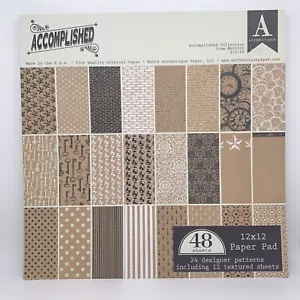 ACCOMPLISHED Scrapbook Pages 48 Sheets 12x12" 24 Designer Patterns 12 Textured - Picture 1 of 12