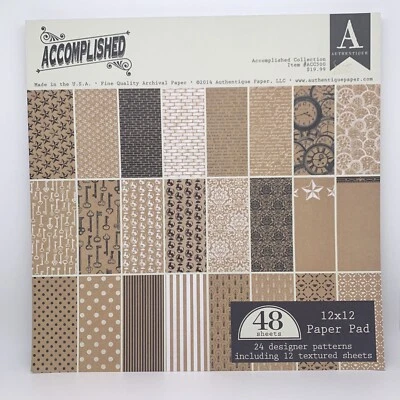 ACCOMPLISHED Scrapbook Pages 48 Sheets 12x12" 24 Designer Patterns 12 Textured  - Image 1 of 4