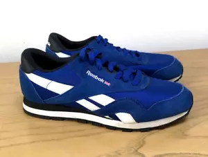 Reebok Classic Nylon Suede Shoes Sneakers Blue Black White 1Y3501 Boy's Youth 6 - Picture 1 of 7
