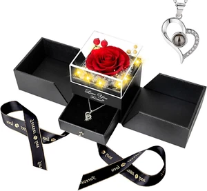 Preserved Red Real Rose-Eternal Flowers Rose Gifts for Mom Grandma Wife Girlfrie - Picture 1 of 8