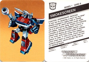 1985 Hasbro Milton Bradly, Transformers Card, #8 Smokescreen (A30)