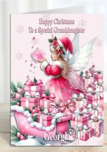 Personalised Christmas Card Pink Granddaughter Daughter Sister Niece friend - Picture 1 of 2