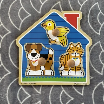 Melissa & Doug 3 шт. коренастая головоломка - собака, кошка и птица - Изображение 1 из 3