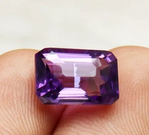 Amatista púrpura de 5 quilates con forma de esmeralda piedra preciosa suelta natural amatista certificada - Imagen 1 de 8