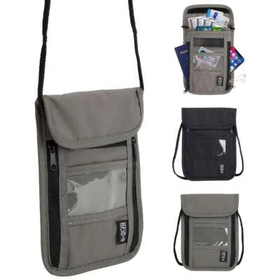 Soporte para pasaporte con bloqueo RFID cuello billetera de viaje bolsa de seguridad antirrobo Foto 1 de 4