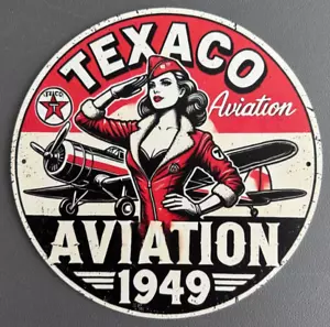 Texaco Aviation metal sign 20x20cm Vintage Man Cave Shed Plane Pin up - Picture 1 of 2