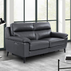 Dark Grey Leather Power Reclining 2 Seater Sofa