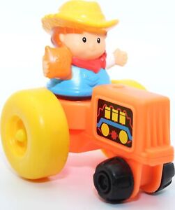 Vintage Mattel Little People Farmer Jed With Orange Tractor Farm Action Figure