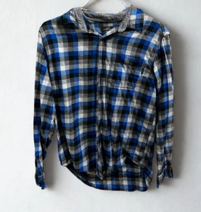 Eddie Bauer Shirt Mens Medium Long Sleeve Flannel Button Down Black and Blue - Picture 1 of 11