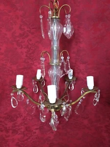 Lustre à pampilles 5 lumières XX siècle électrifié Bon état ! - Picture 1 of 11
