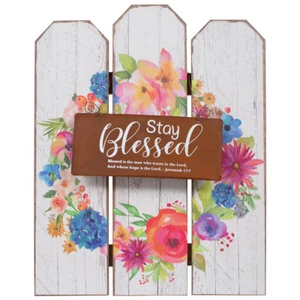 Mural de madera "Stay blessed" -con tablero de metal - Jeremías 17,7 (*NUEVO*)(*EMBALAJE ORIGINAL*) - Imagen 1 de 1
