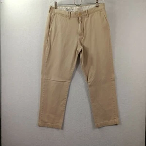 Pantaloni chino J Crew da uomo 34x32 beige cachi piatti anteriori senza polsini RN 77388 - Foto 1 di 10