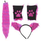  1 Set Furry Animal Ears Headband Animal Tail Plush Gloves Animal Cosplay