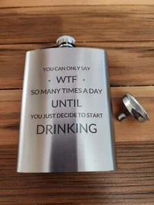8 Oz laser engraved whiskey liquor hip flask stainless steel hip flask - Picture 1 of 3