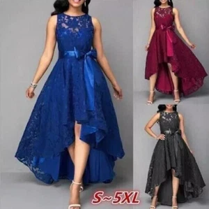 UK Lace Wedding Bridesmaid Dress Evening Formal Party Ball Gown Cocktail Prom - Picture 1 of 16