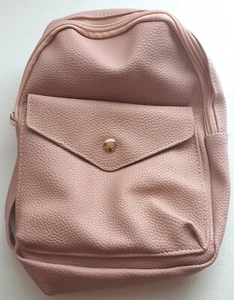 NEW Pink vegan leather adult back pack bag faux straps zipped 22x18x9cm fashion - Picture 1 of 3