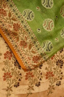 Sari de seda pura Tussar 100 % seda vintage tela india reciclada TSS2414 Foto 1 de 4