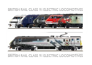 BR Class 91 Electric Locos Print Vers 2 - 91110 'Battle of Britain Memorial Flt' - Picture 1 of 1
