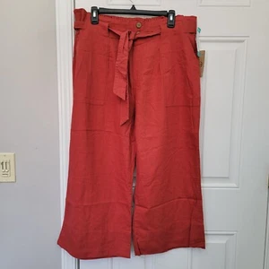 NWT Mason & Belle Melanie High Rise Cropped Trouser Wide Leg Pant Red Size 16 - Picture 1 of 13