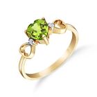 14K. SOLID GOLD RING WITH NATURAL DIAMONDS & PERIDOT (Yellow Gold)