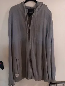 Mens XL Grey Textured Striped Matix Zip Up Sweater - Picture 1 of 2