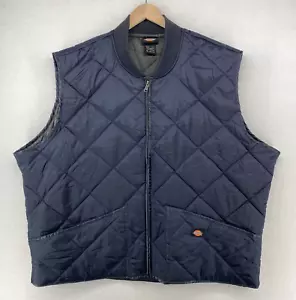 DICKIES Vest Mens 3XL Diamond Quilted Nylon Insulated Full Zip Packable Blue - Picture 1 of 14