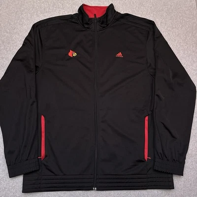 Adidas Louisville Cardinals Track Jacket Mens XL Black Full Zip NCAA UofL Cards - Image 1 of 4