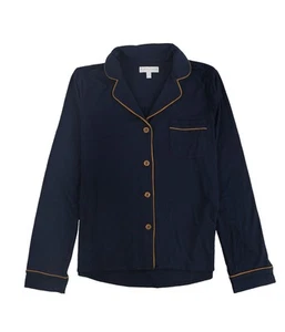 P.J. Salvage Womens 2-Tone Button Down Pajama Shirt, Blue, Small - Picture 1 of 2
