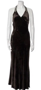 NWT Ralph Lauren Black Label Brown Velvet Gown Halter Dress Size 10 - Picture 1 of 15