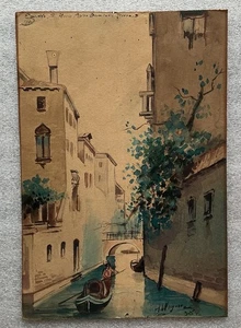 ANTIKES GEMÄLDE H WAGNER KÜNSTLER SIGNIERT VENEDIG ITALIEN GONDALA KANAL EUROPA TOUR - Bild 1 von 5