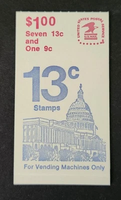 1977 US Scott BK131 13c/9c Capitol (1590 & 1623a pane) Mint Booklet Low Shipping - Image 1 of 2