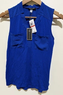 Top Cable & Gauge para mujer XS Angelfish azul, con bolsillos, sin mangas. NUEVO CON ETIQUETAS $48 Foto 1 de 4