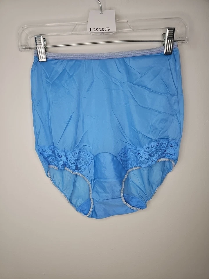 复古 Vanity Fair Tricot Pillowtab 蓝色内裤蕾丝细节尺寸 6 — 第 1/4 张图片
