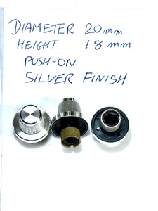 Set of 3 plastic push-on radio knobs 20mm Diameter 18mm High Silver finish - Picture 1 of 2