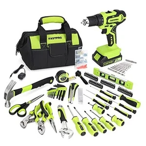 FASTPRO 232-Piece 20V Cordless Lithium-Ion Drill Driver & Home Tool Set, Green - Picture 1 of 7