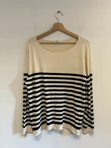 Zara Damen creme/schwarz gestreift maritim Langarm Pullover Oberteil Pulli Gr. XL - Bild 1 von 6