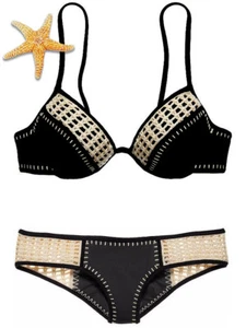 Victoria Secret 36DD Fabulous Top Black Crochet Stitch Classic bikini Sz SMALL - Picture 1 of 12