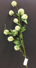 Snowball Flower Spray Stem. Cream, Green. 34" Tall.  Artificial