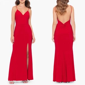 NEU XSCAPE Abendkleid rot geknotet hinten offen hoher Schlitz KLEID 10 - Bild 1 von 9