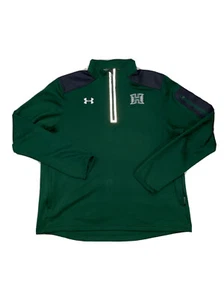 Under Armour Hawaii Rainbow Warriors Green Quarter Zip Pullover Sweatshirt Men L - Picture 1 of 7