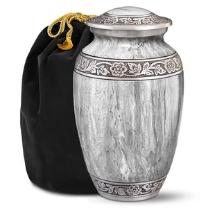 Watercolors Light Gray Adult Cremation Urn for Human Ashes, Large w/Velvet Bag - Picture 1 of 8