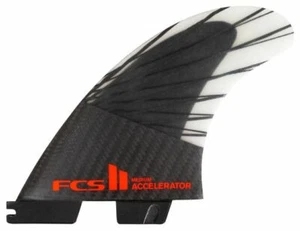 FCS II Accelerator Surfboard 3 Fin Set Performance Core Carbon Medium B/Red New - Picture 1 of 3