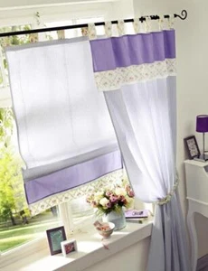 Tenda a rullo, con passanti, opaca, colore viola, design stile country, shabby-Ch - Foto 1 di 10