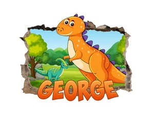 Personalised Any Name Dinosaur Design Wall Decal 3D Sticker Vinyl Bedroom 5 - Picture 1 of 5