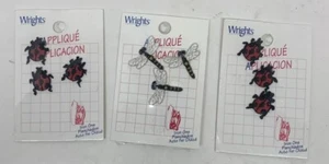 3 Vintage Wright's Iron-on Appliques - Ladybugs & Dragonflies Unused Lot - Picture 1 of 5
