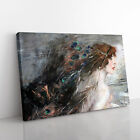 Woman With Peacock Feathers By Giovanni Boldini Canvas Wall Art Print Framed