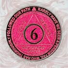 6 Month Alcoholics Anonymous Medallion Pink Silver Plated AA Sobriety Chip Coin