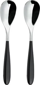 Stainless Steel Spoons Dessert Spoons Black Handles Grunwerg Yin and Yang 2 pcs - Picture 1 of 2