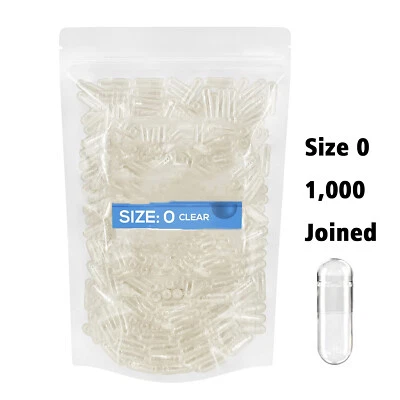 Size 0 Clear Empty Gelatin Gelcaps Pill Capsules Kosher Gluten-Free Joined 1-10k - Image 1 of 4
