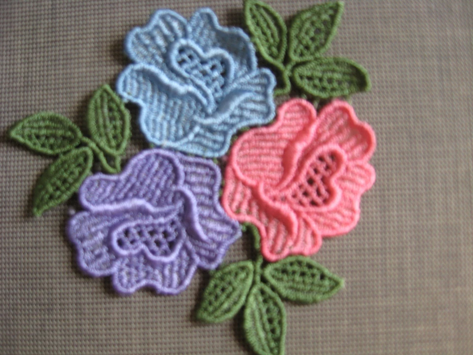 14 PCS UNUSUAL AND LOVELY COLOR FLORAL MEDALLION RAYON VENISE APPLIQUE - Image 1 of 1